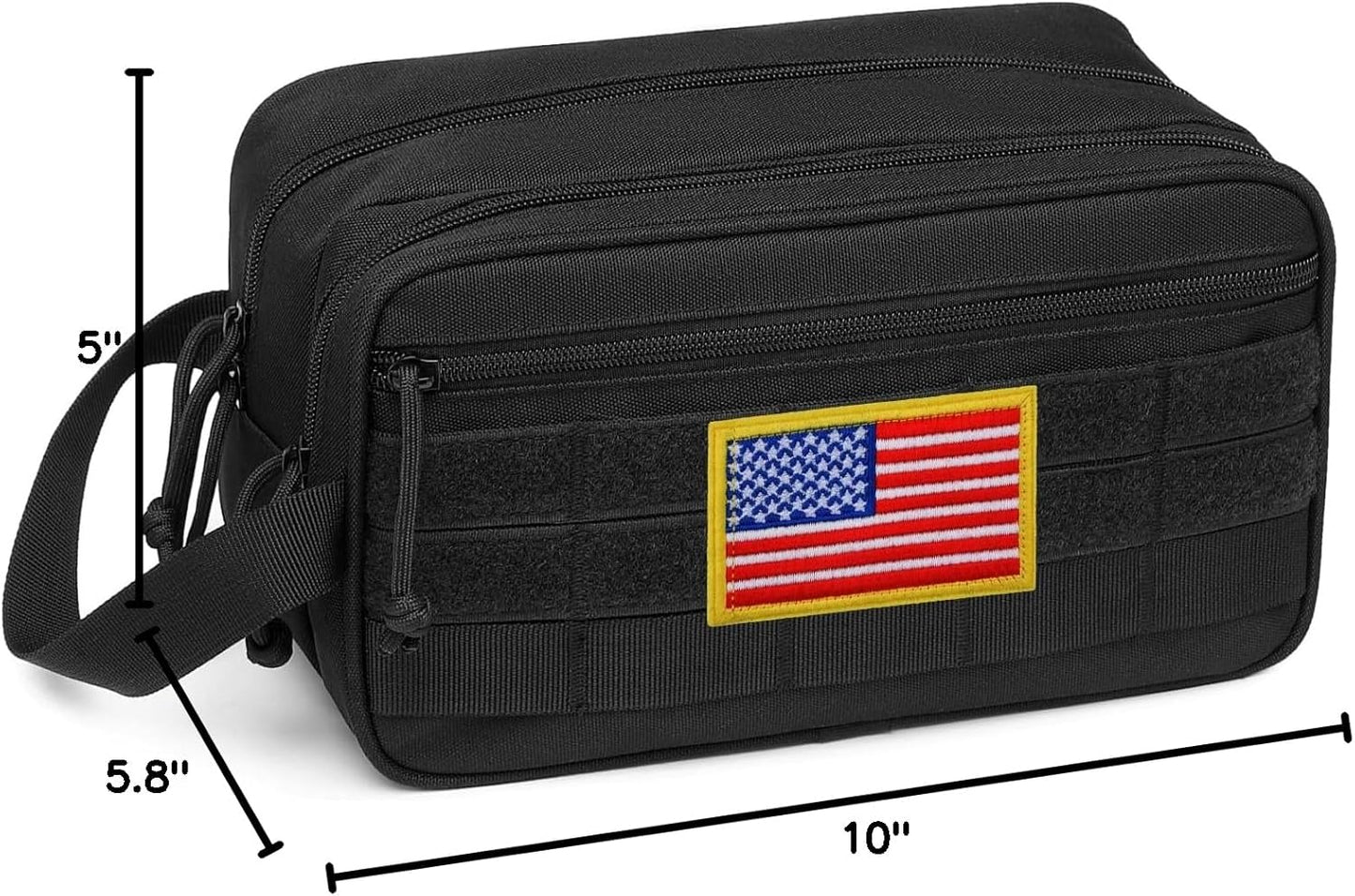 Toiletry Bag for Men - Dry Wet Separate Travel Toiletry Bag, Tactical Molle Dopp Kit for Men with Water-Resistant Shaving Bag for Adult Women for Travel, Black