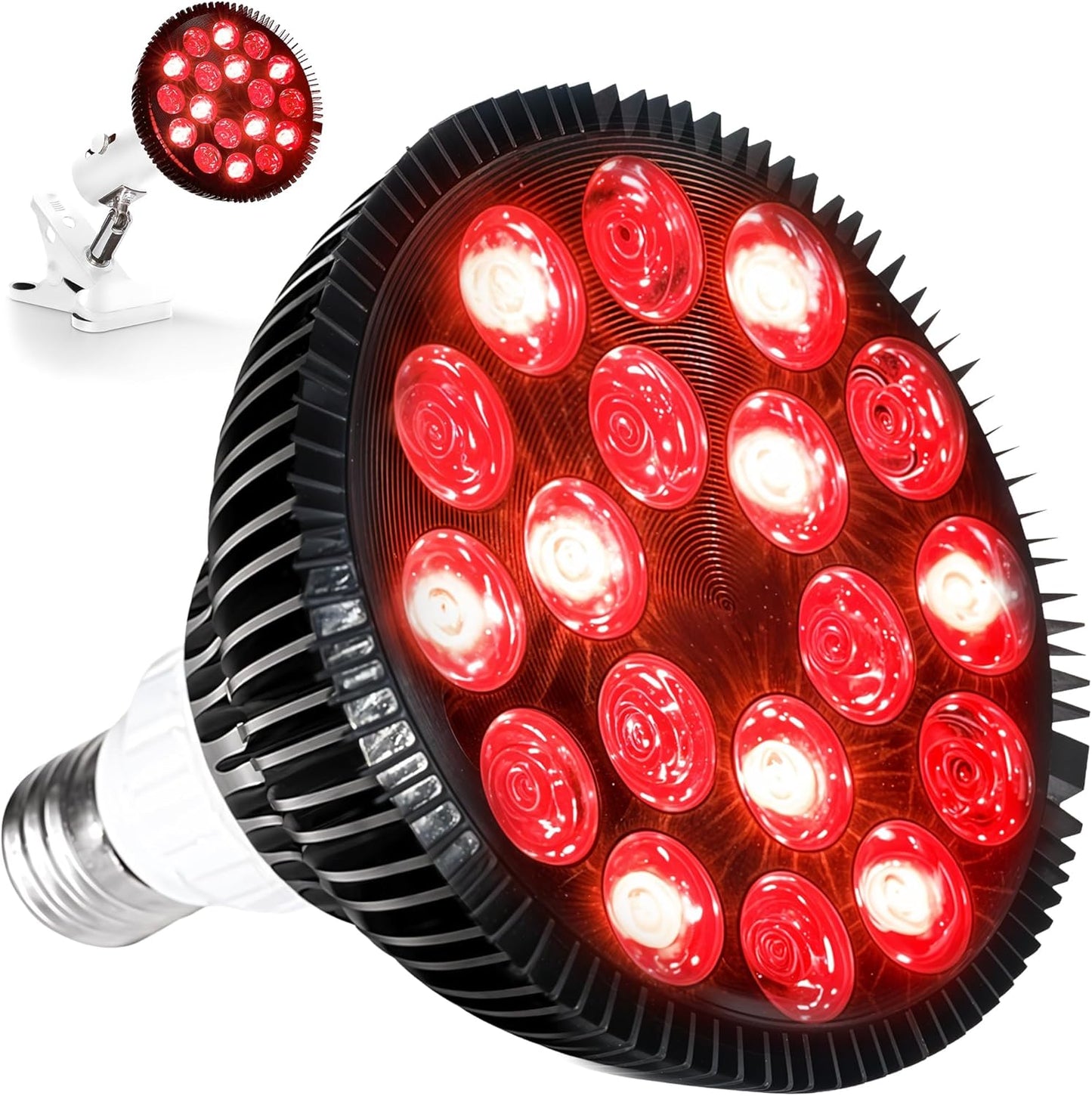 Red Light Therapy Lamp - Infraglow Infrared Red Light Therapy Bulb with 18 Leds & Clip-On Lamp - at Home Infrared Bulb for Daily Wellness and Relaxation