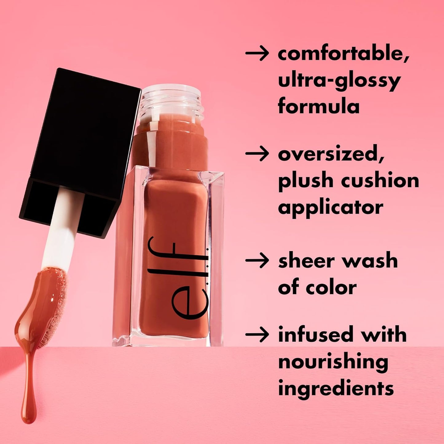 Glow Reviver Lip Oil, Nourishing Tinted Lip Oil for a High-Shine Finish, Infused with Apricot Oil, Vegan & Cruelty-Free, Rose Envy