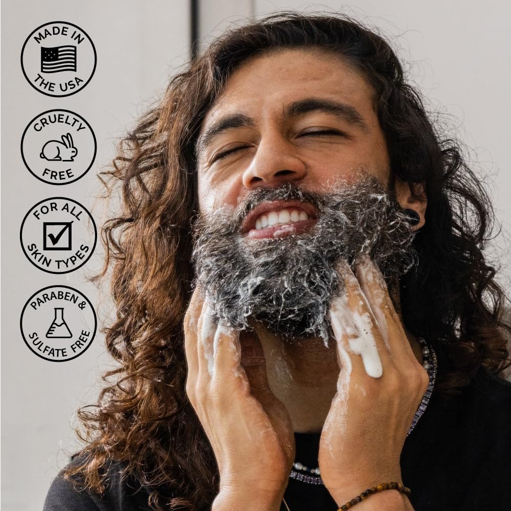 Beard Wash & Beard Conditioner Set with Green Tea for Men, Soften, Hydrates & Moisturizes - MADE in USA (Sandalwood)