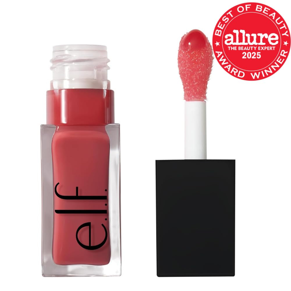 Glow Reviver Lip Oil, Nourishing Tinted Lip Oil for a High-Shine Finish, Infused with Apricot Oil, Vegan & Cruelty-Free, Rose Envy