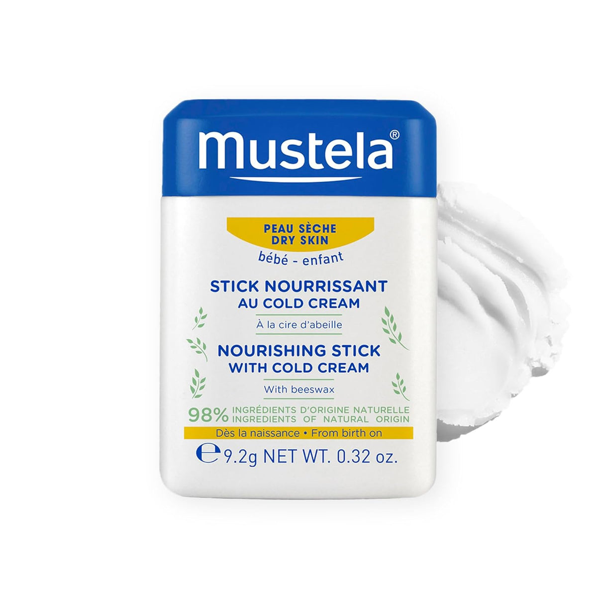 Mustela Baby urishing Stick - Lip & Face Moisturizer for Dry Skin - with Natural Avocado, Cold Cream & Beeswax - 0.32 Oz. - Packaging May Vary