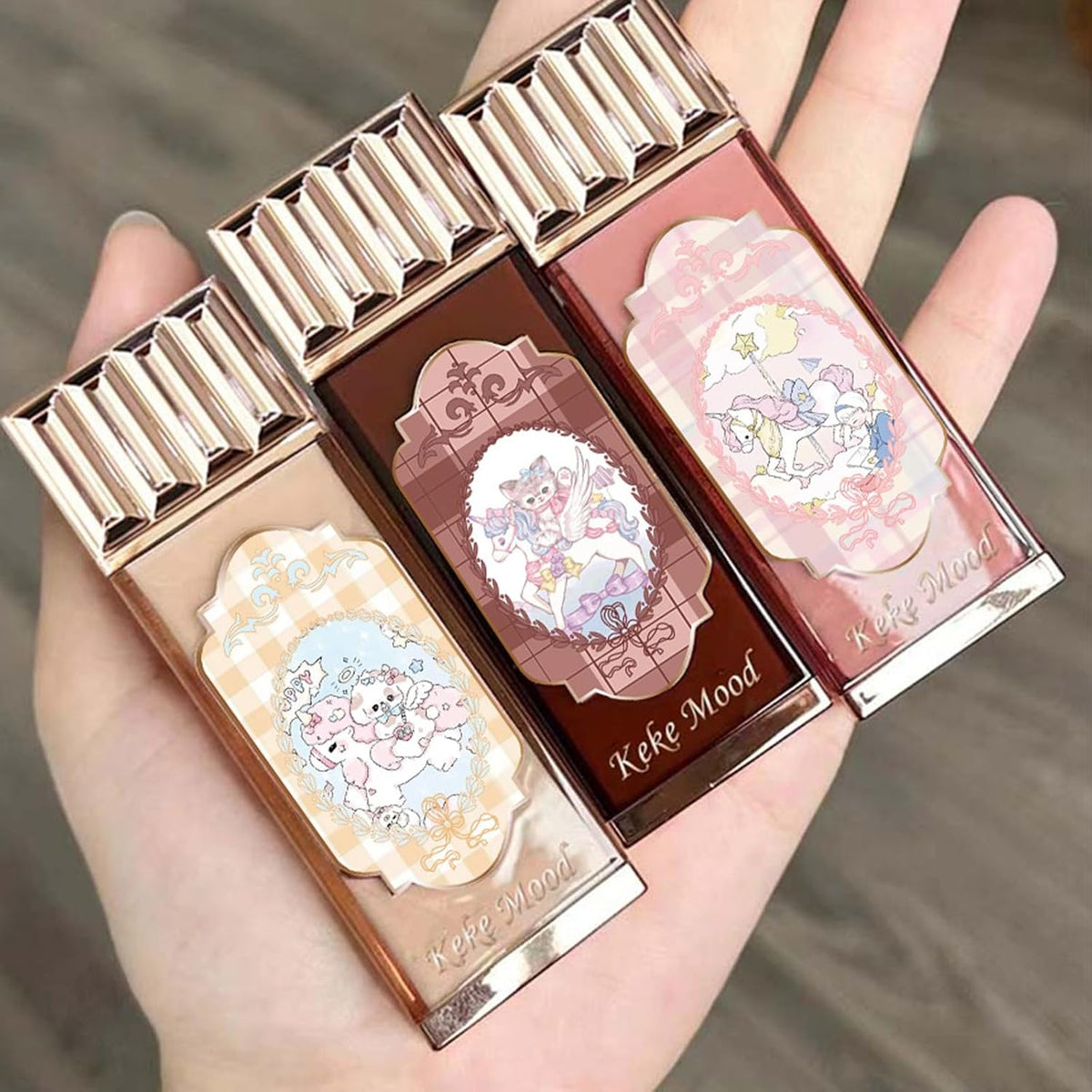 3Pcs Matte Nude Lip Gloss Set, 3 Colors Silky Velvet Lipstick with Cute Chocolate Shape Package, Non-Stick Cup Long Lasting Waterproof Lip Stain Lip Tint, Daily Professional Lip Makeup