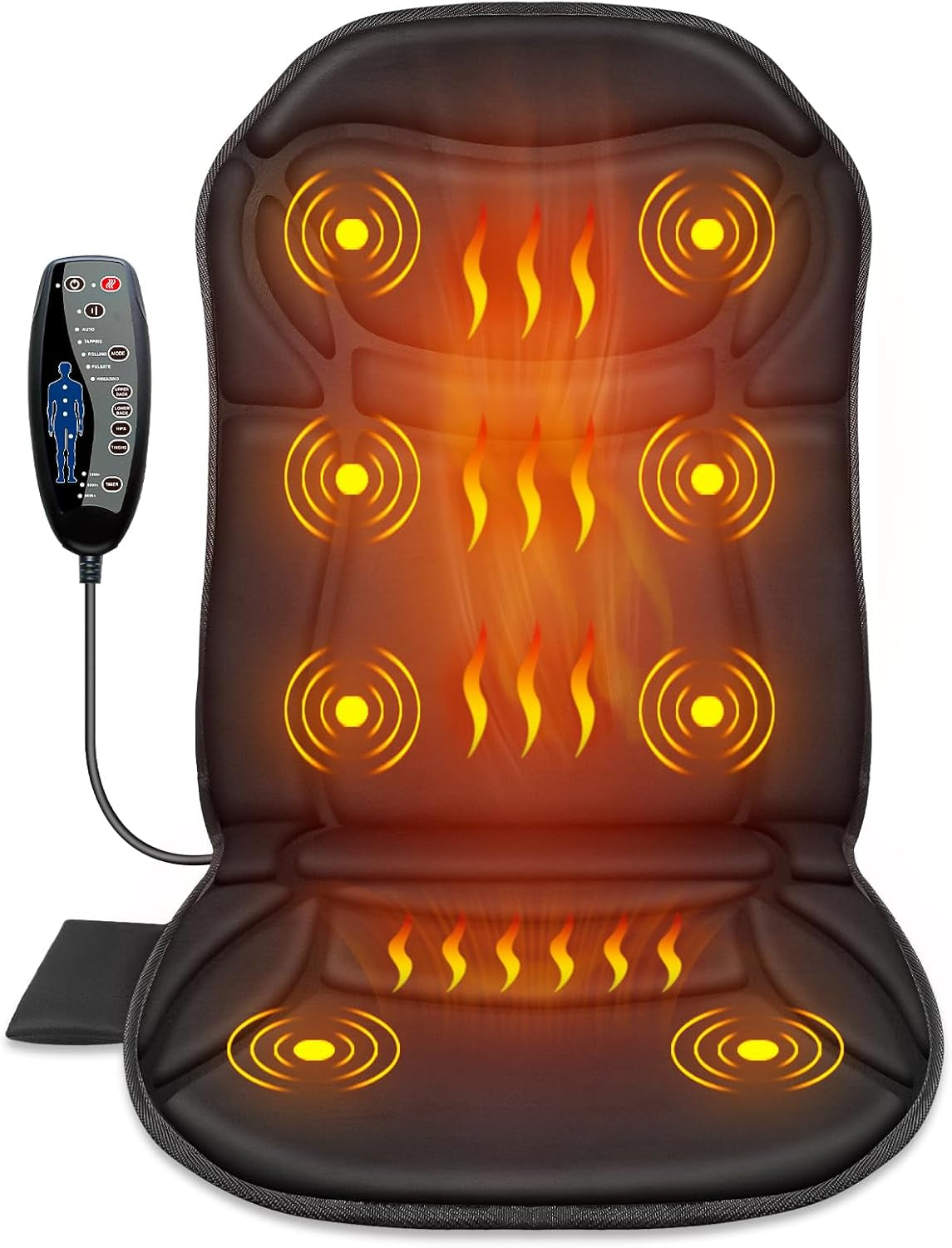Back Massager Chair Pad, Back Massager with Heat, 5 Vibration Modes & 2 Heat Levels Massage Seat Cushion, Electric Massage Pad for Back Pain Relief, Christmas Gifts for Dad, Men, Mom, Women