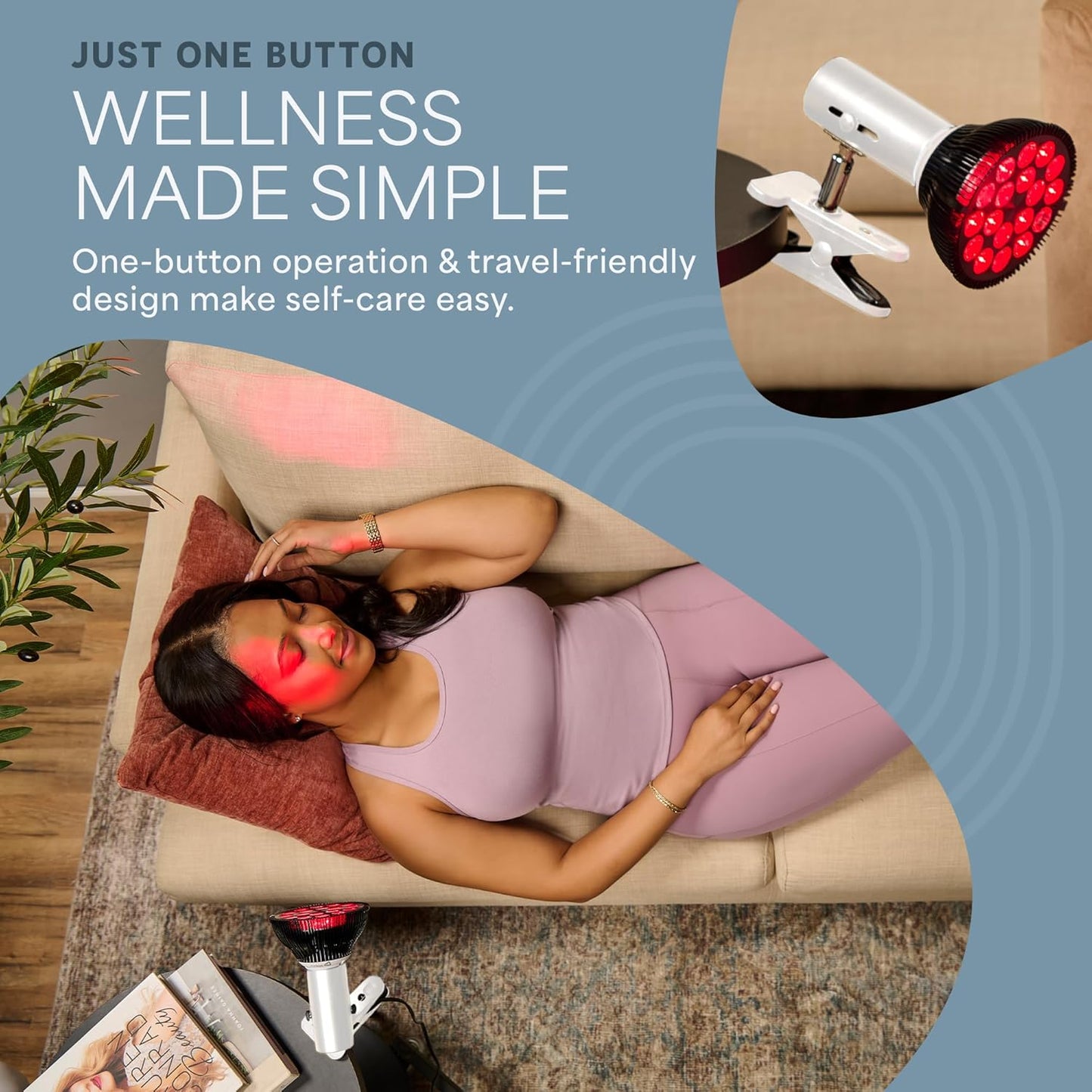 Red Light Therapy Lamp - Infraglow Infrared Red Light Therapy Bulb with 18 Leds & Clip-On Lamp - at Home Infrared Bulb for Daily Wellness and Relaxation