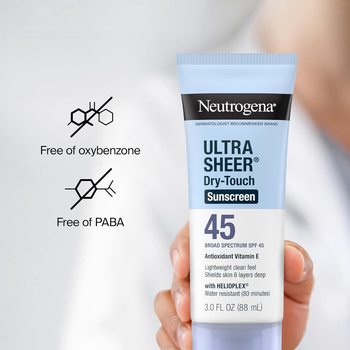 Ultra Sheer Dry-Touch Water Resistant and Non-Greasy Sunscreen Lotion with Broad Spectrum SPF 45, Tsa-Compliant Travel Size, 3 Fl Oz, Pack of 2, 6 Fl Oz