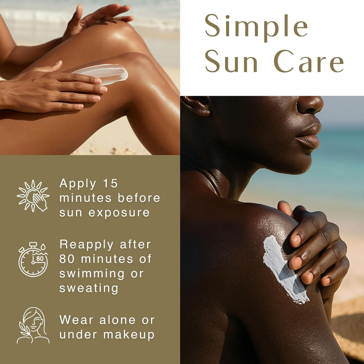 Face & Body Moisturizing Sunscreen Lotion SPF 30 for Melanin Rich Skin, Leaves No White Cast (Spf-30-4Oz)