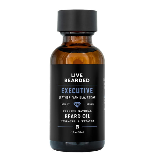 : Premium All-Natural Beard Care for Men - Jojoba Beard Oil for Dry Flaky Skin, 1 Fl Oz, Made in the USA, Executive Scented with Cedar and Vanilla