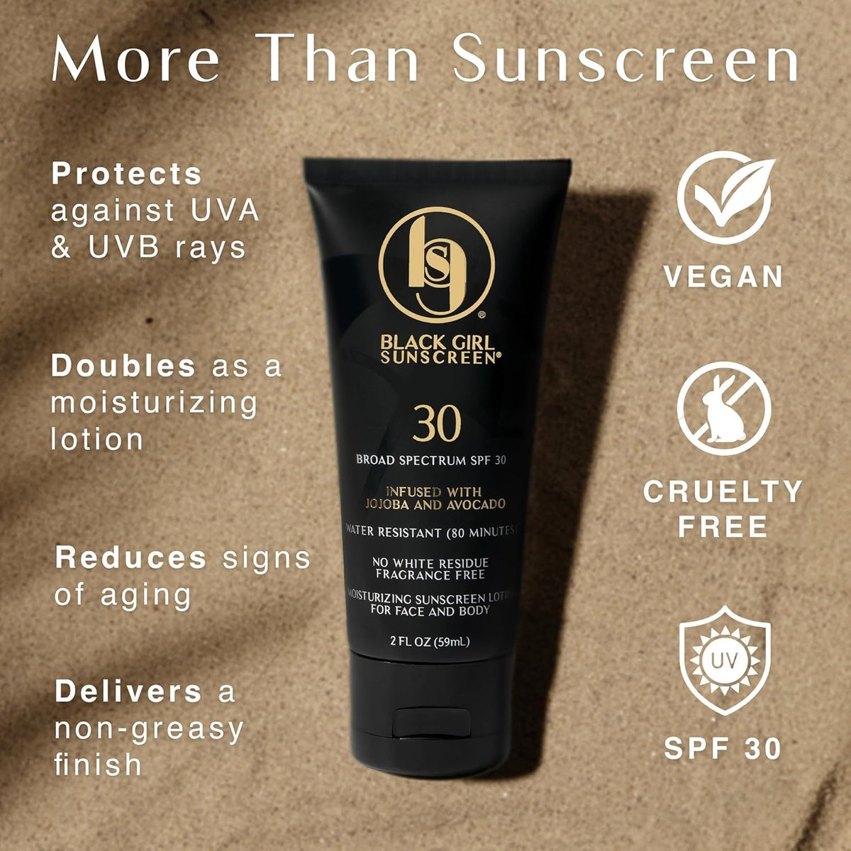 Face & Body Moisturizing Sunscreen Lotion SPF 30 for Melanin Rich Skin, Leaves No White Cast (Spf-30-4Oz)