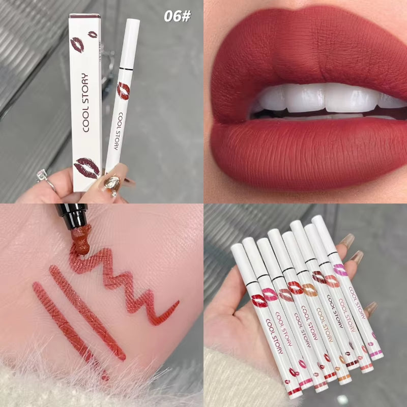 Cool Story Matte Liquid Lip Liner Pencil – Long-Lasting, Smudge-Proof Lip Stick for Bold, Defined, Natural-Looking Lips
