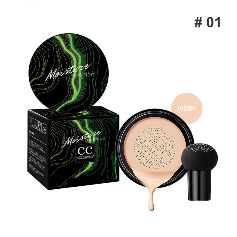 GlowVeil Mushroom Air Cushion CC Cream – Lightweight, Long-Lasting Moisture & Natural Brightening Coverage