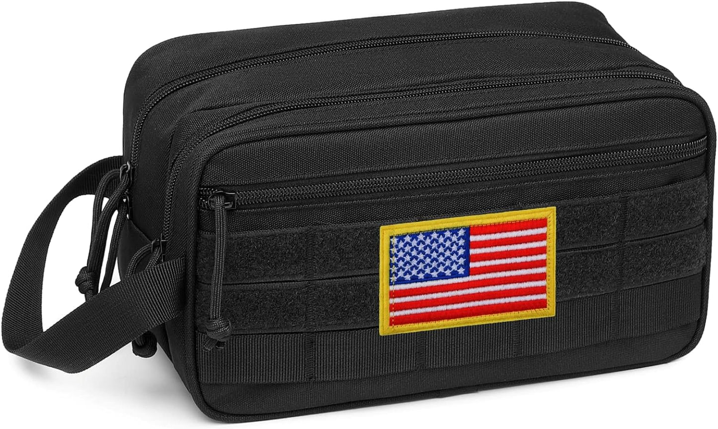 Toiletry Bag for Men - Dry Wet Separate Travel Toiletry Bag, Tactical Molle Dopp Kit for Men with Water-Resistant Shaving Bag for Adult Women for Travel, Black