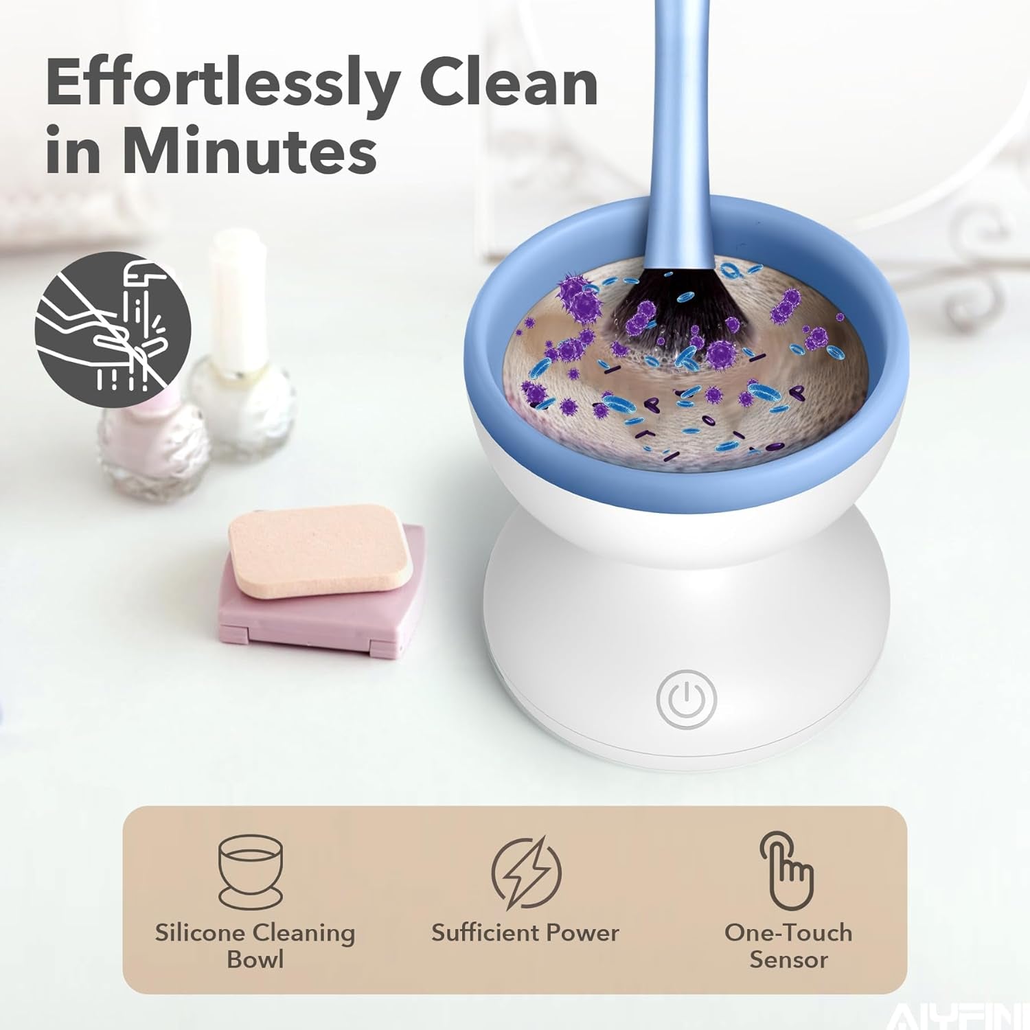 Makeup Brush Cleaner Machine - Electric Make up Brushes Cleaner Cleanser Professional Tool for Kabuki Foundation Liquid Powder Face Makeup Self Tanner Brush,Gifts for Women Stocking Stuffers